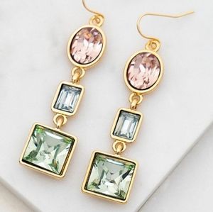 Pastel gem stone linear earrings.
